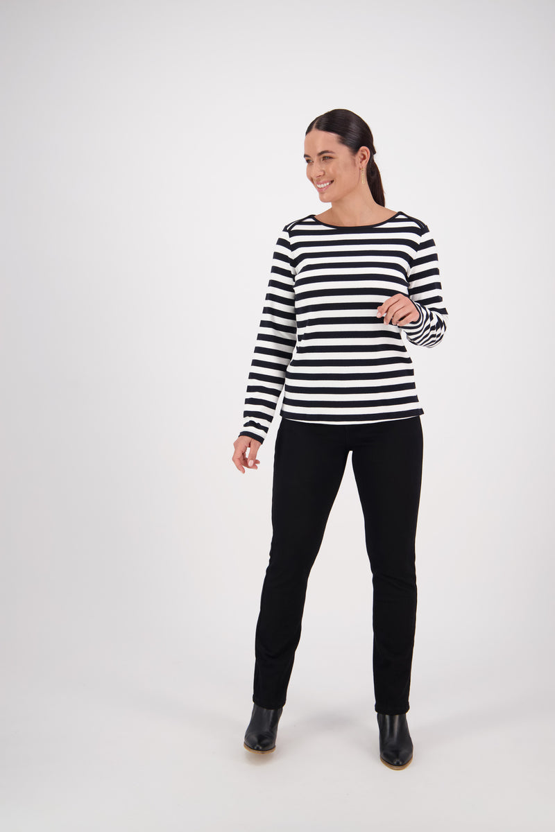 Wanting Problems Knit Top Black/White Stripe