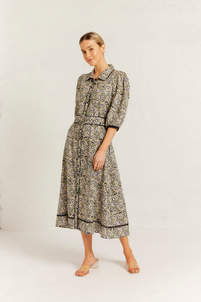 Phae Reyna Cotton Crinkle Black Dress