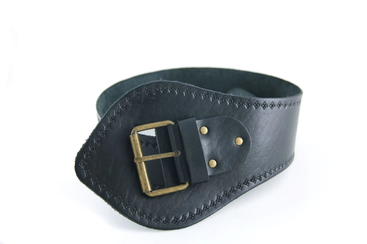 Babushka Wide Leather Belt Black Eumundi Style