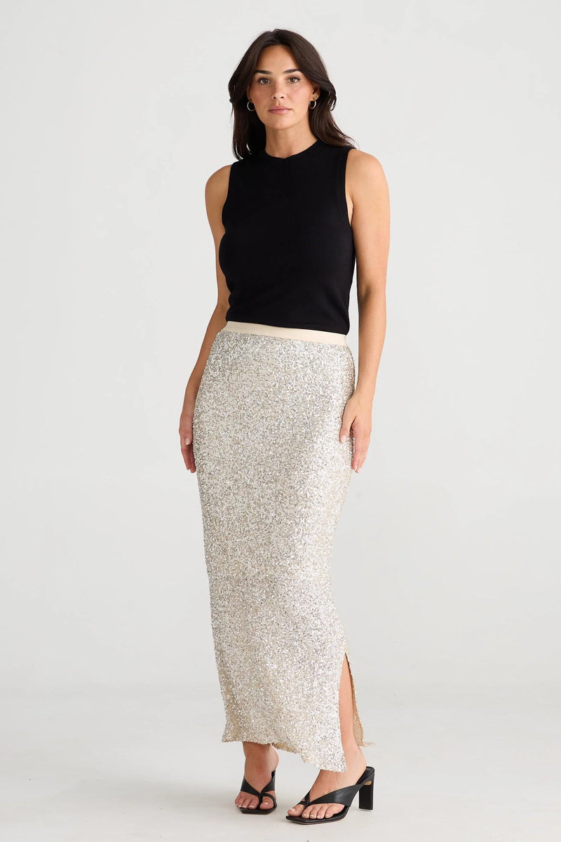 Blaze Sequin Skirt - Champagne
