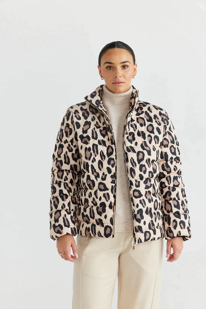 Sillian Puffer Jacket in Animal Print - EumundiStyle