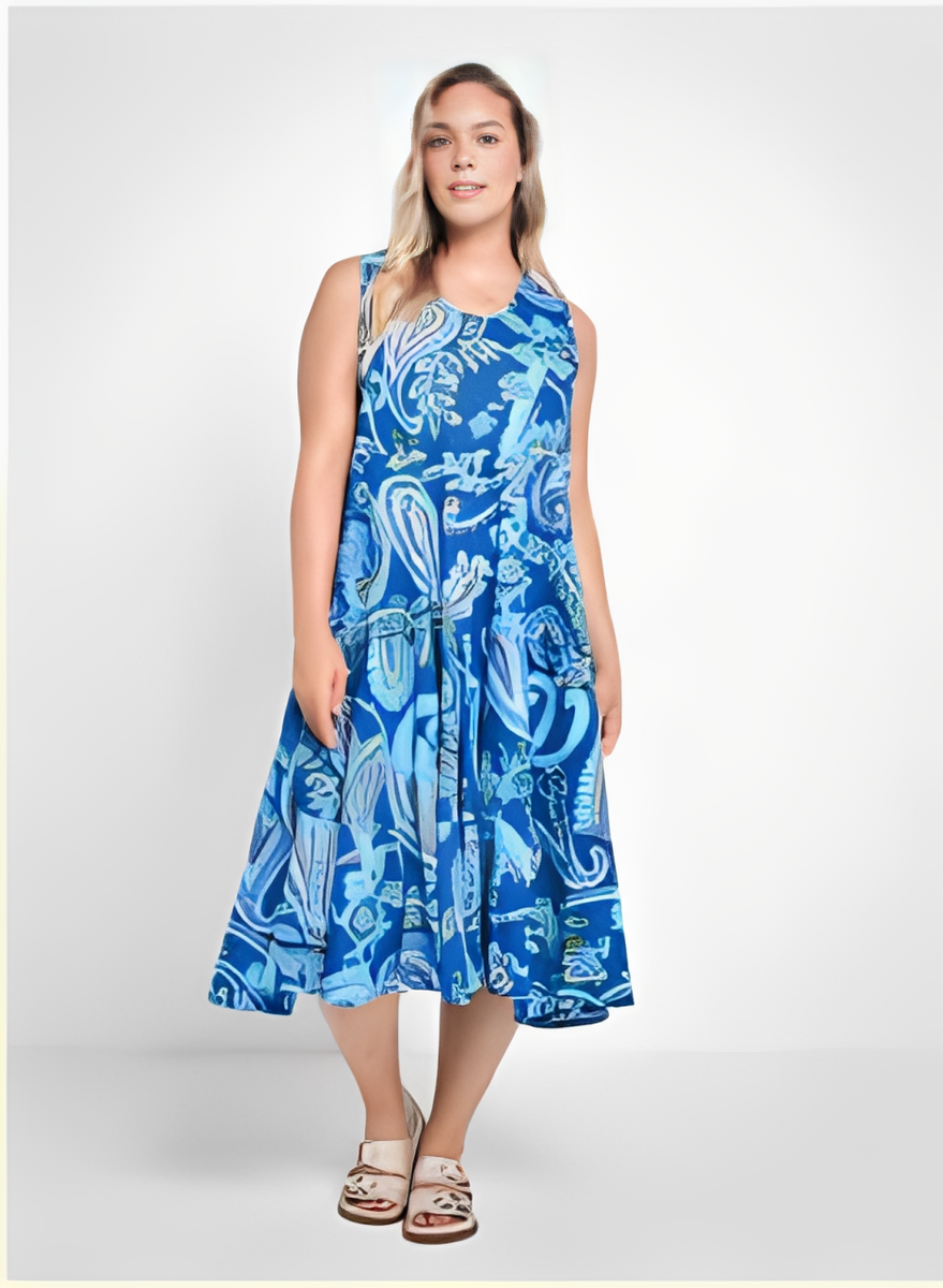 8801 Dress - Blue Paisley – Eumundi Style