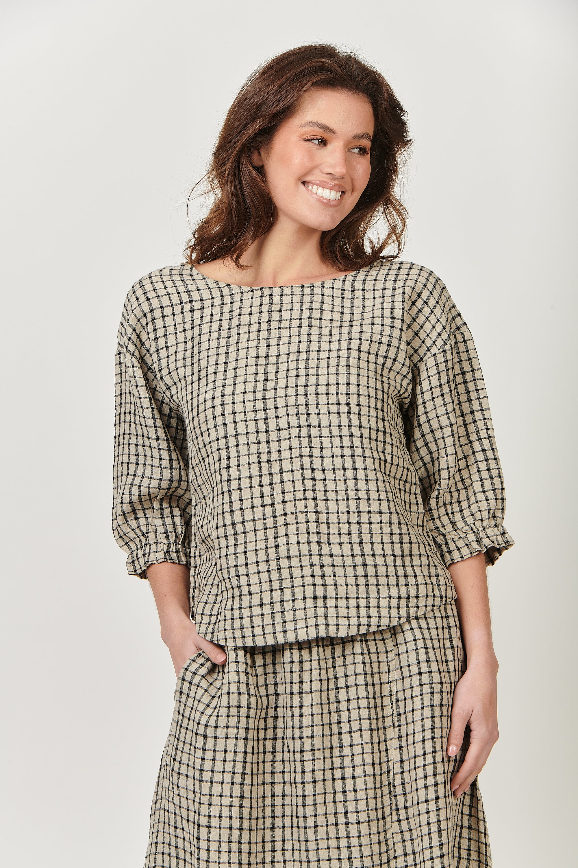 GA472 Linen Top - Black Matrix – Eumundi Style