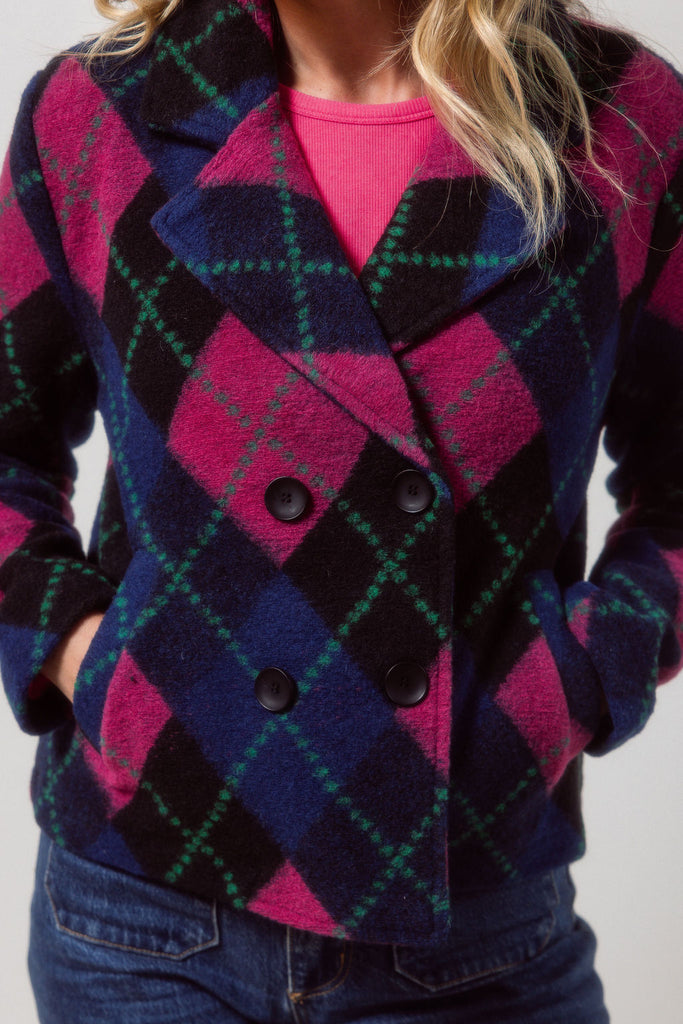 Plaid Collared Jacket - Black/Pink/Green/Navy – Eumundi Style