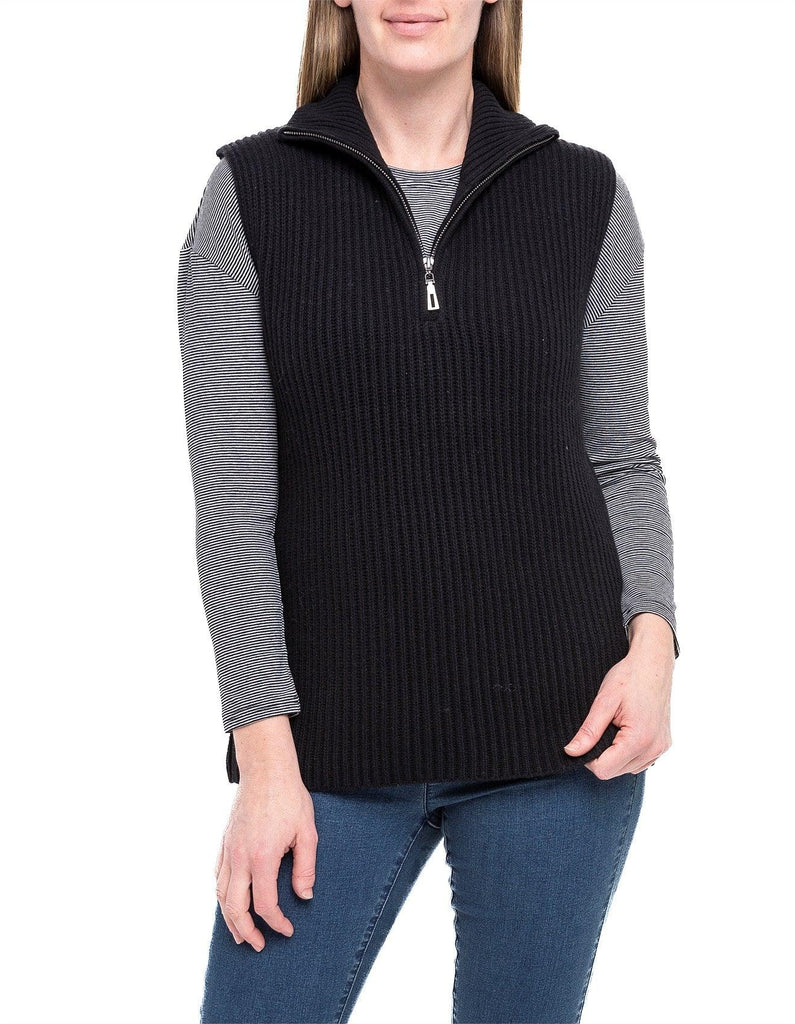 1/2 Zip Vest in Black - EumundiStyle