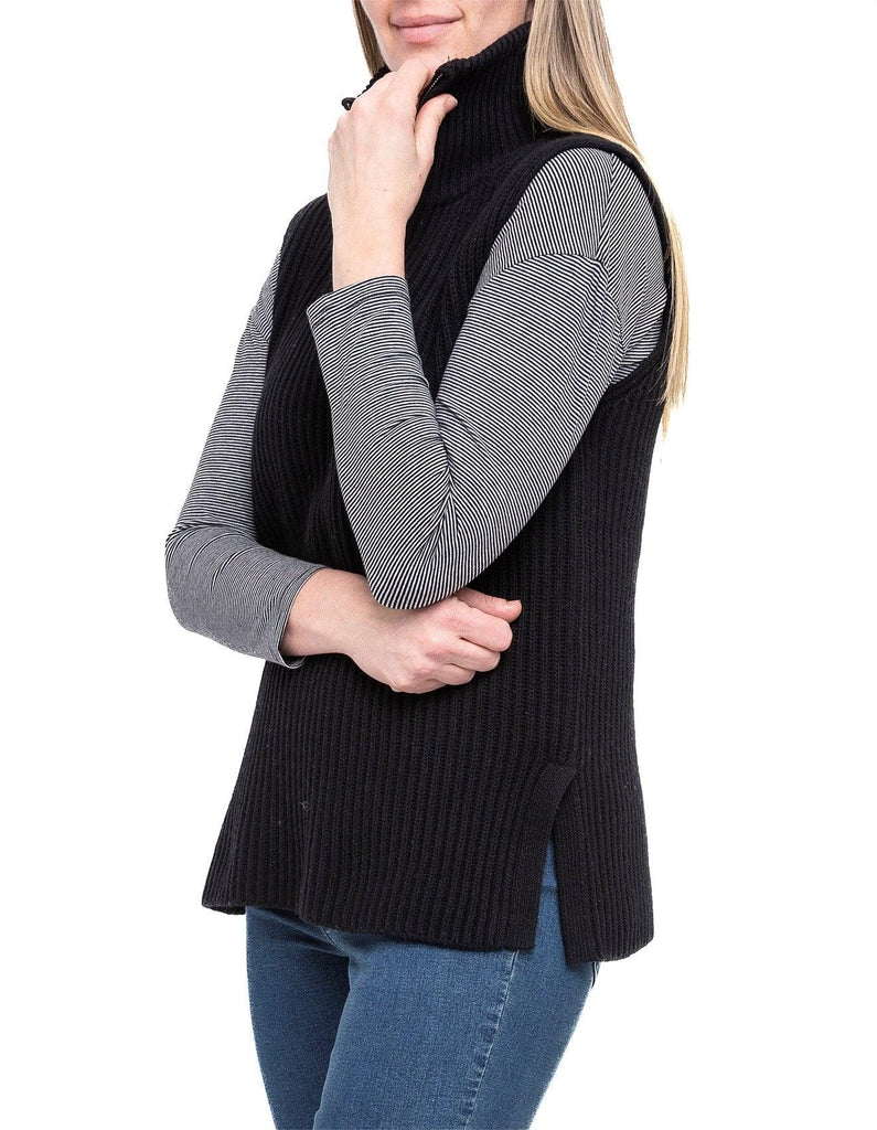 1/2 Zip Vest in Black - EumundiStyle