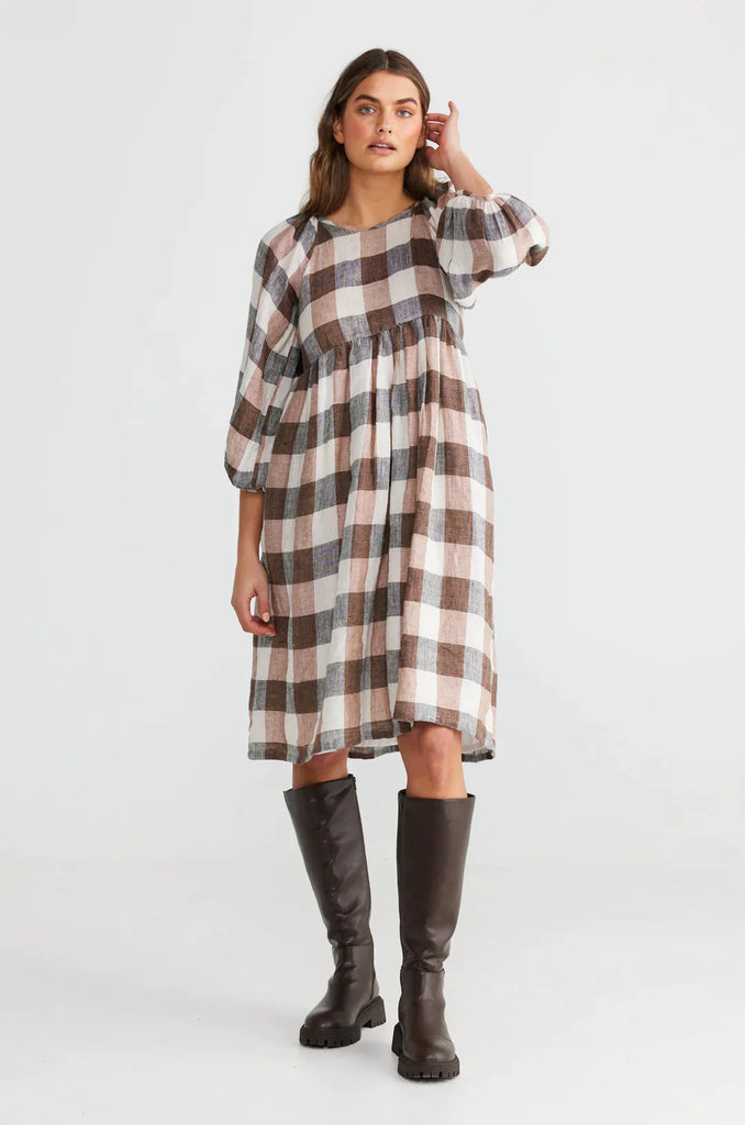 Angel Wings Dress in Luciana Check - EumundiStyle