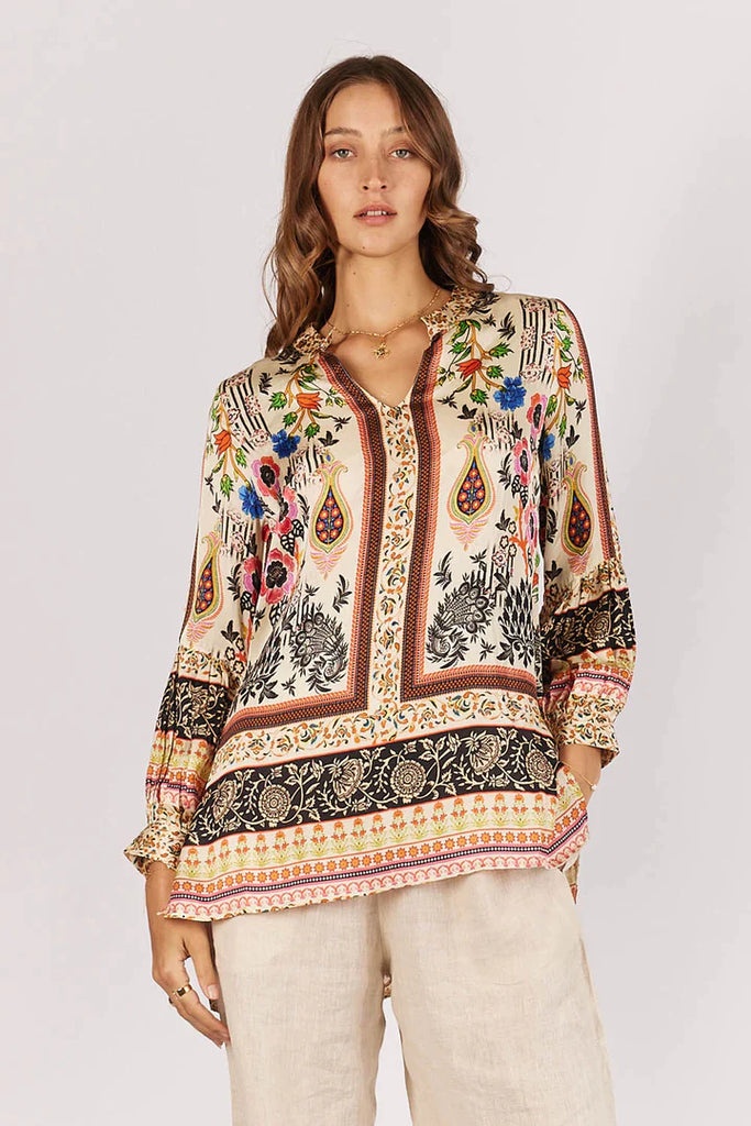 Brocade Shirt - Cream - EumundiStyle