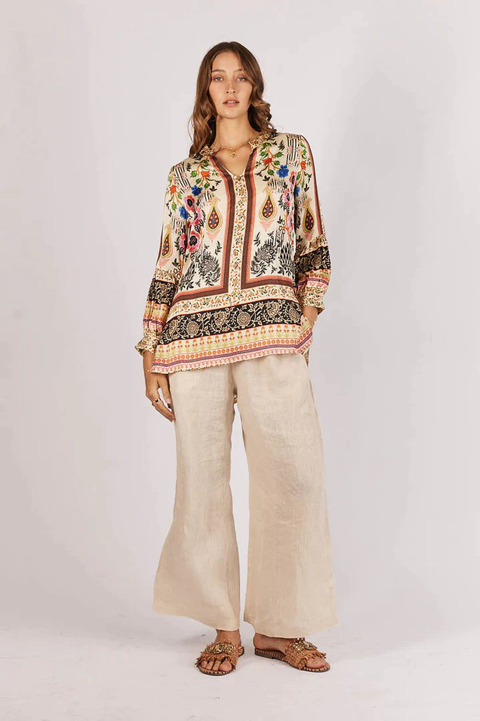 Brocade Shirt - Cream - EumundiStyle