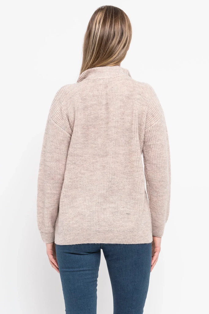 Button Detail Pullover in Taupe - EumundiStyle