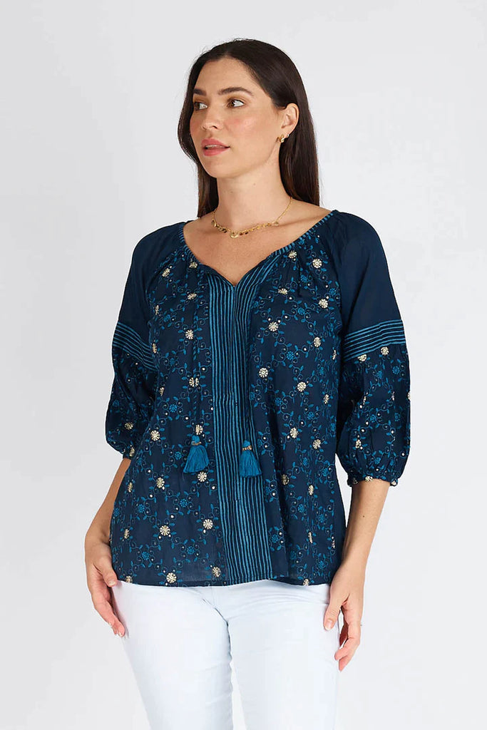 Delvene Top - Navy - EumundiStyle