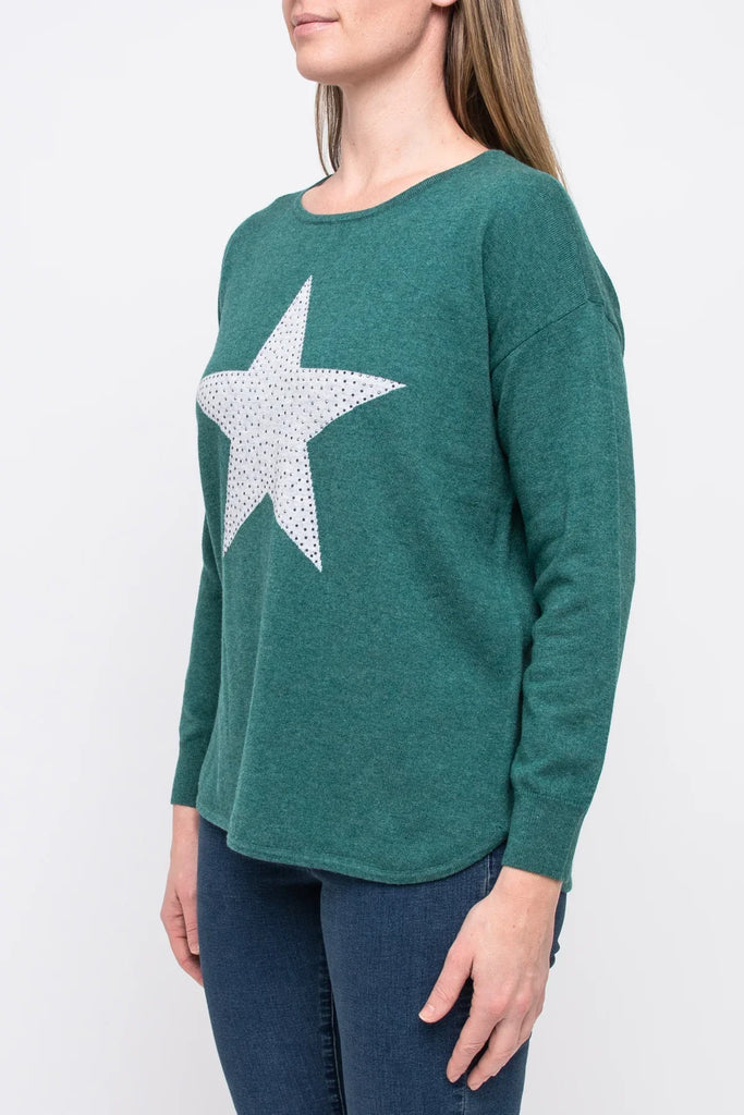 Diamante Star Pullover in Forest Combo - EumundiStyle