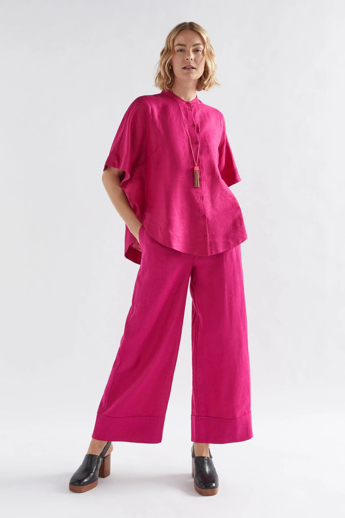 Elev Linen Shirt - Bright Pink - EumundiStyle