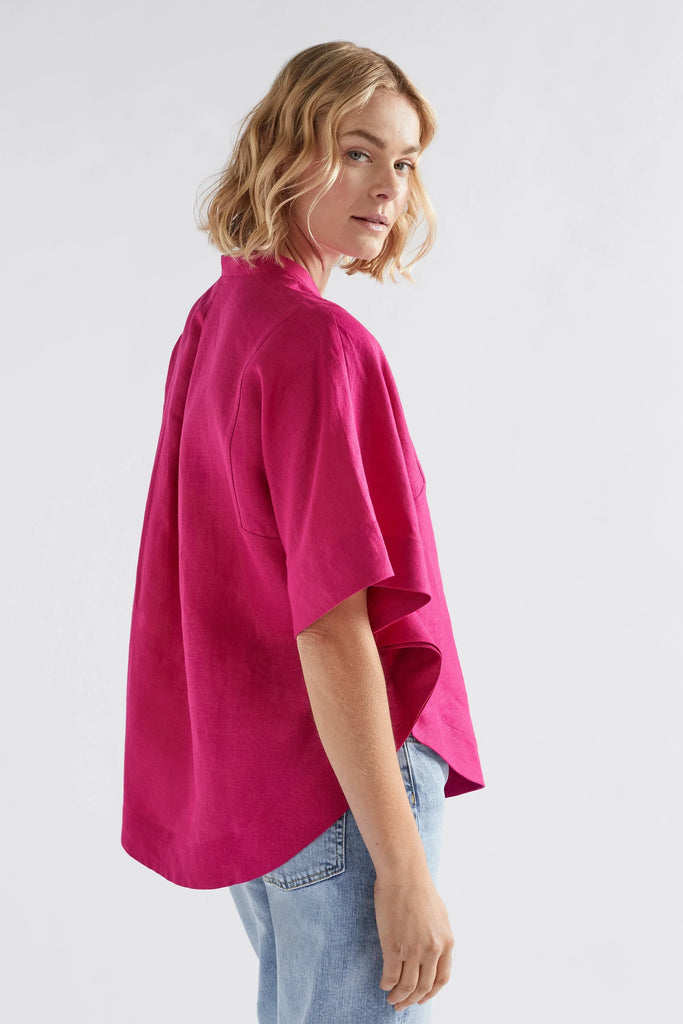 Elev Linen Shirt - Bright Pink - EumundiStyle