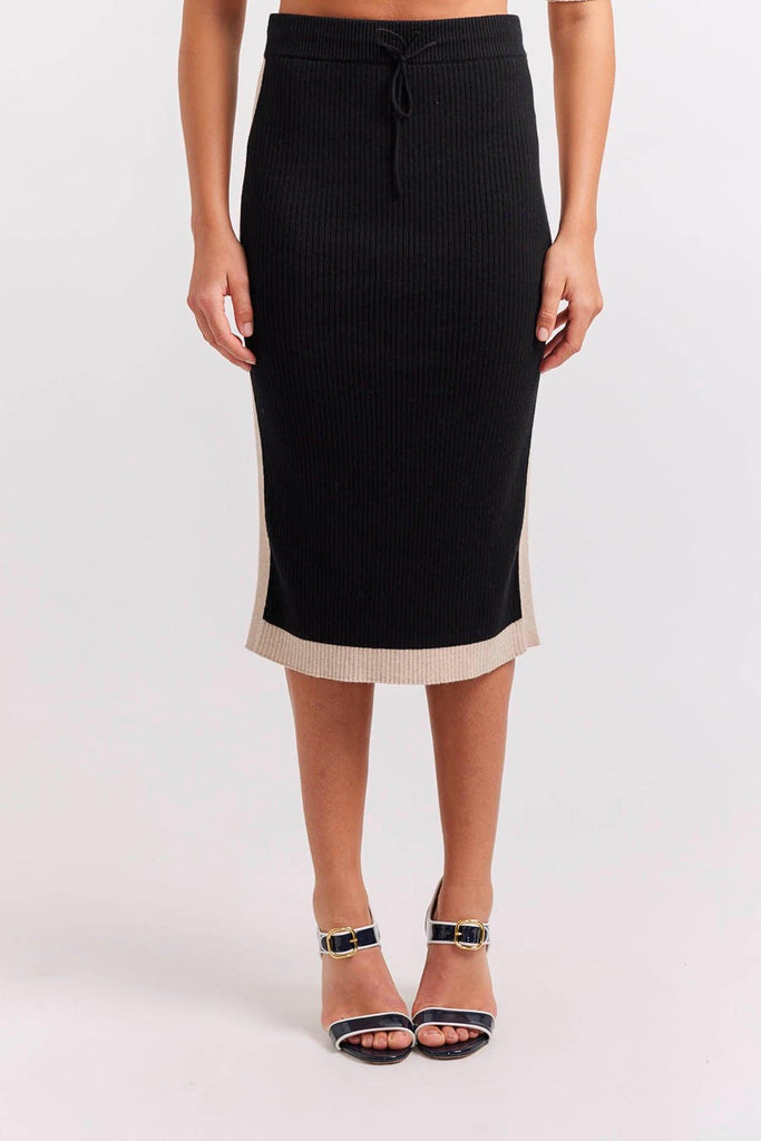 Lottie Cotton Cashmere Skirt in Black - EumundiStyle
