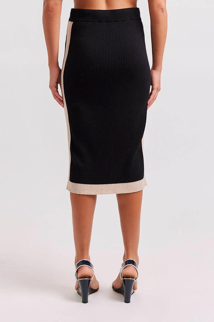 Lottie Cotton Cashmere Skirt in Black - EumundiStyle