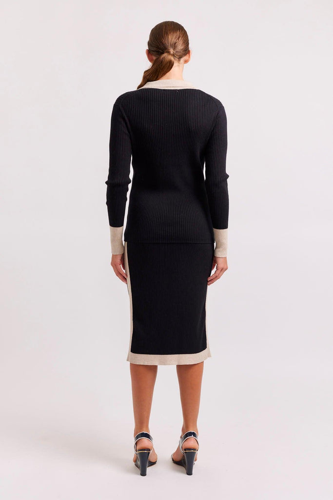 Lottie Cotton Cashmere Skirt in Black - EumundiStyle