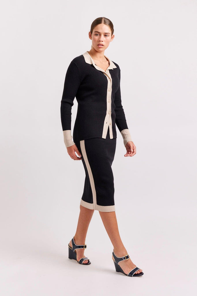 Lottie Cotton Cashmere Skirt in Black - EumundiStyle