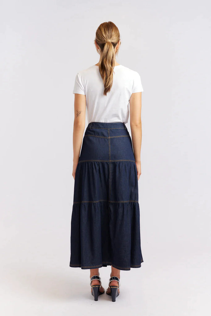 Lotus Denim Skirt in Indigo - EumundiStyle