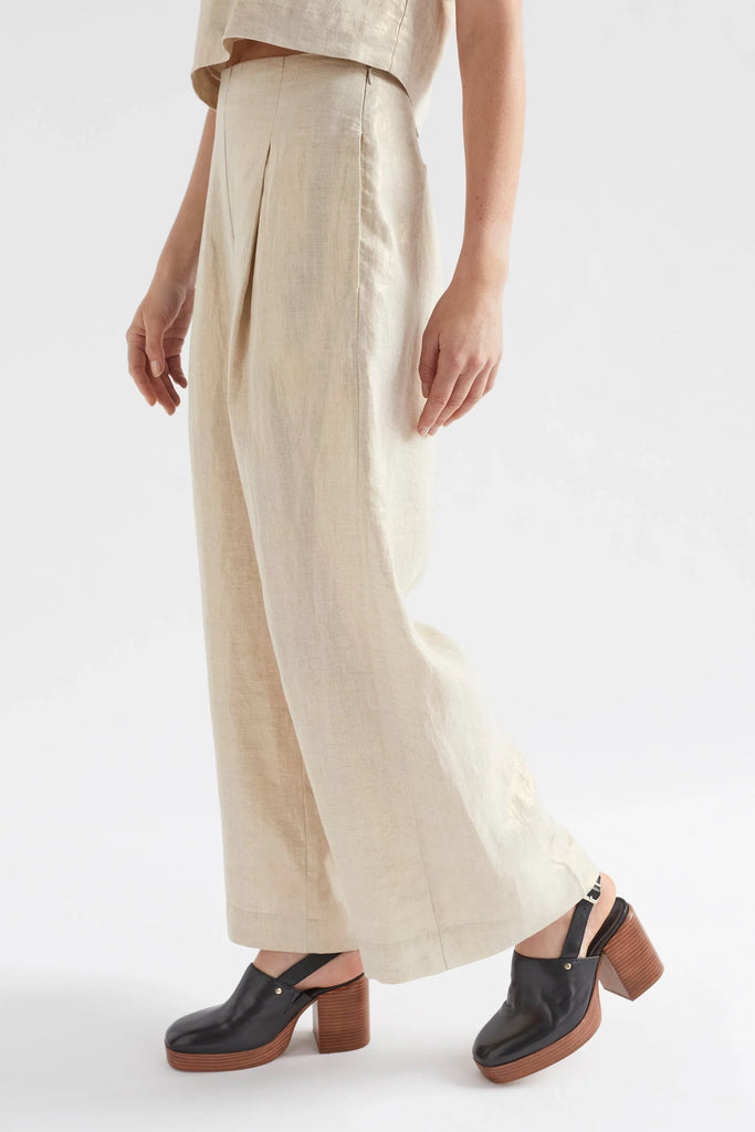 Metalen Pant - Gold Linen - EumundiStyle