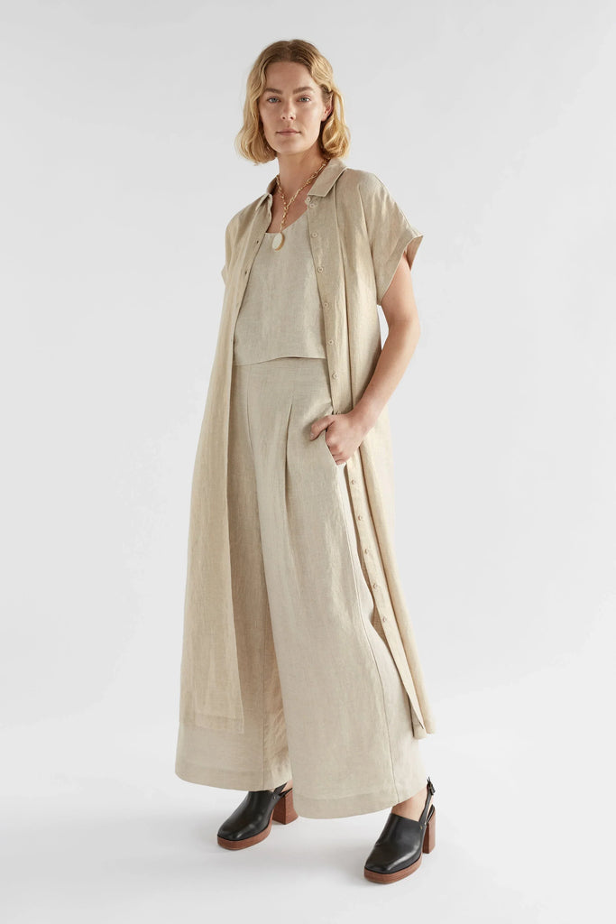 Metalen Shirt Dress - Gold Linen - EumundiStyle