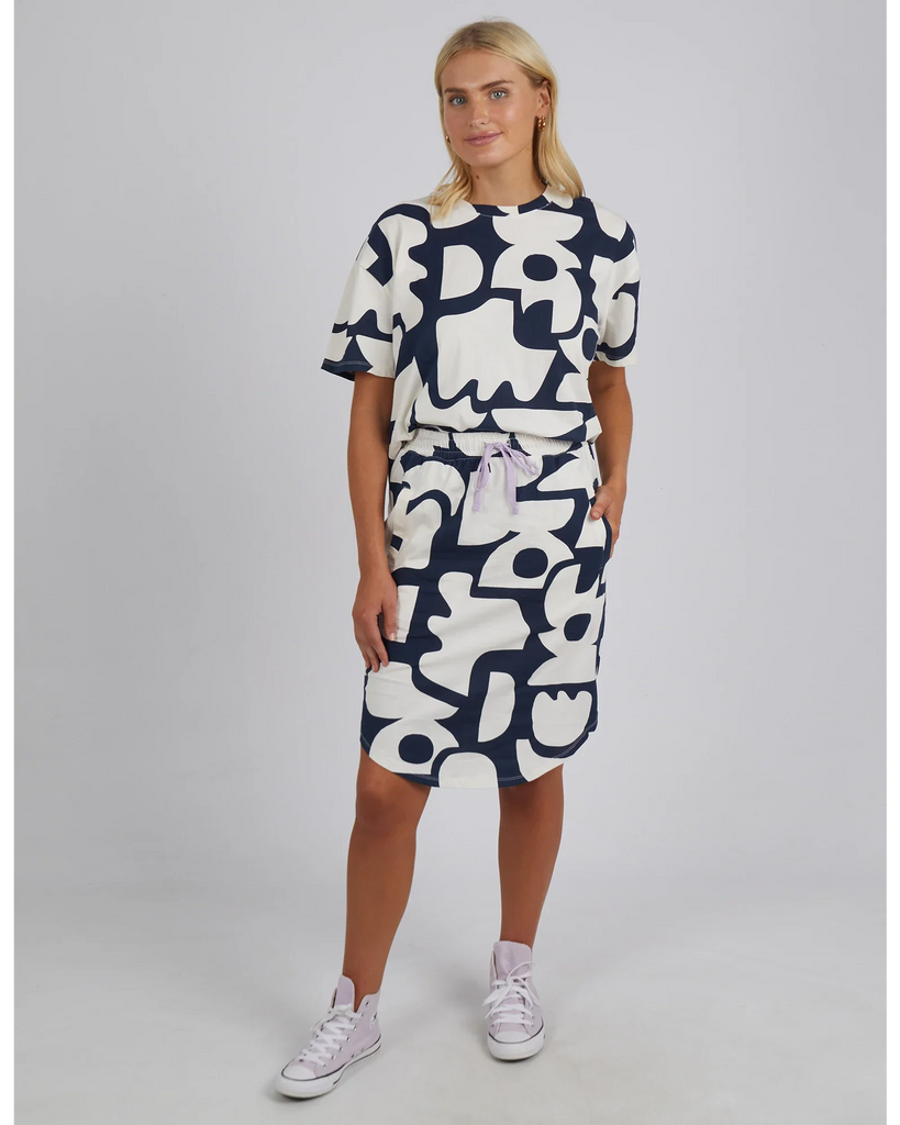Miro Skirt - NAVY GEOMETRIC YARDAGE - EumundiStyle