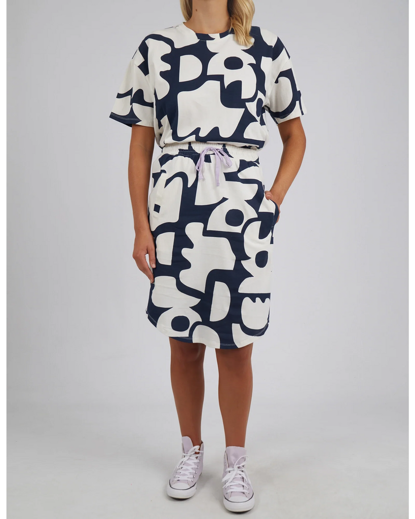 Miro Skirt - NAVY GEOMETRIC YARDAGE - EumundiStyle