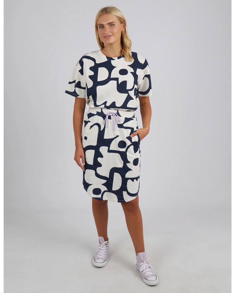 Miro Skirt - NAVY GEOMETRIC YARDAGE - EumundiStyle