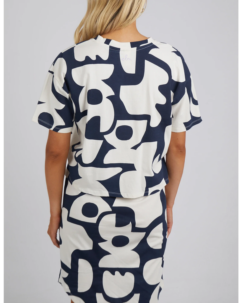 Miro Tee - Navy Geometric Yardage - EumundiStyle