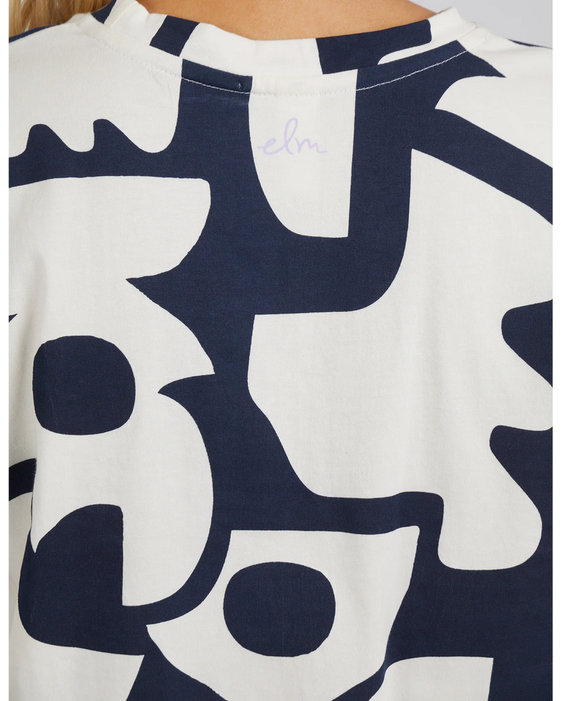 Miro Tee - Navy Geometric Yardage - EumundiStyle