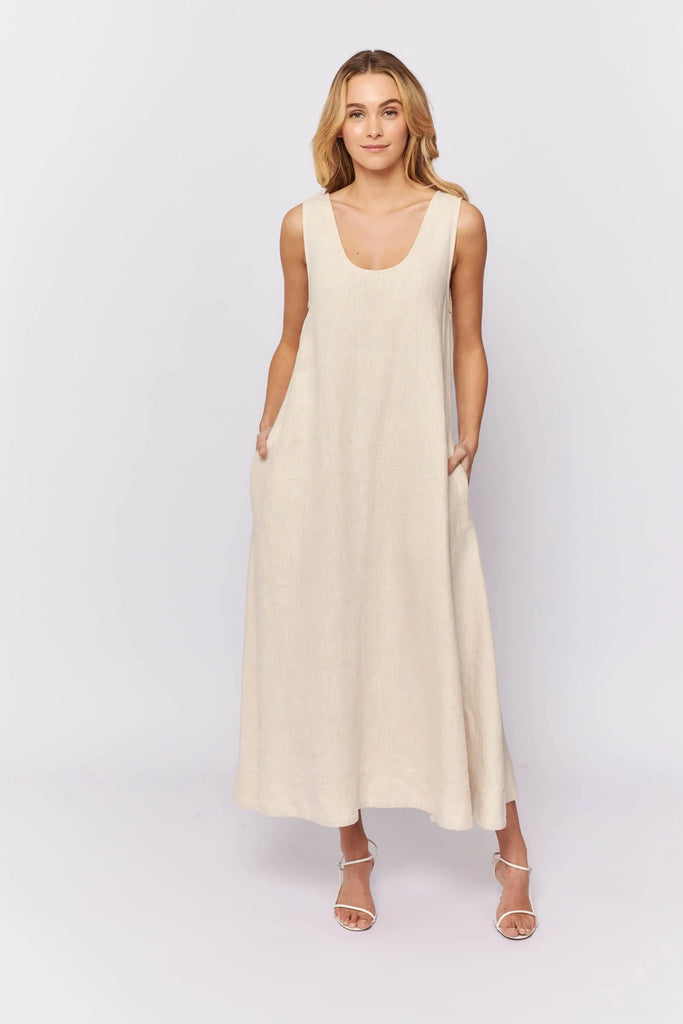 Nova Dress in Chai Linen - EumundiStyle