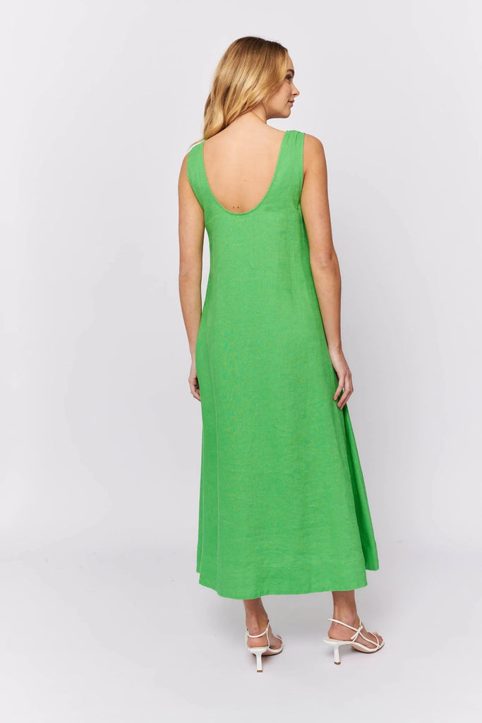 Nova Dress in Evergreen Linen - EumundiStyle