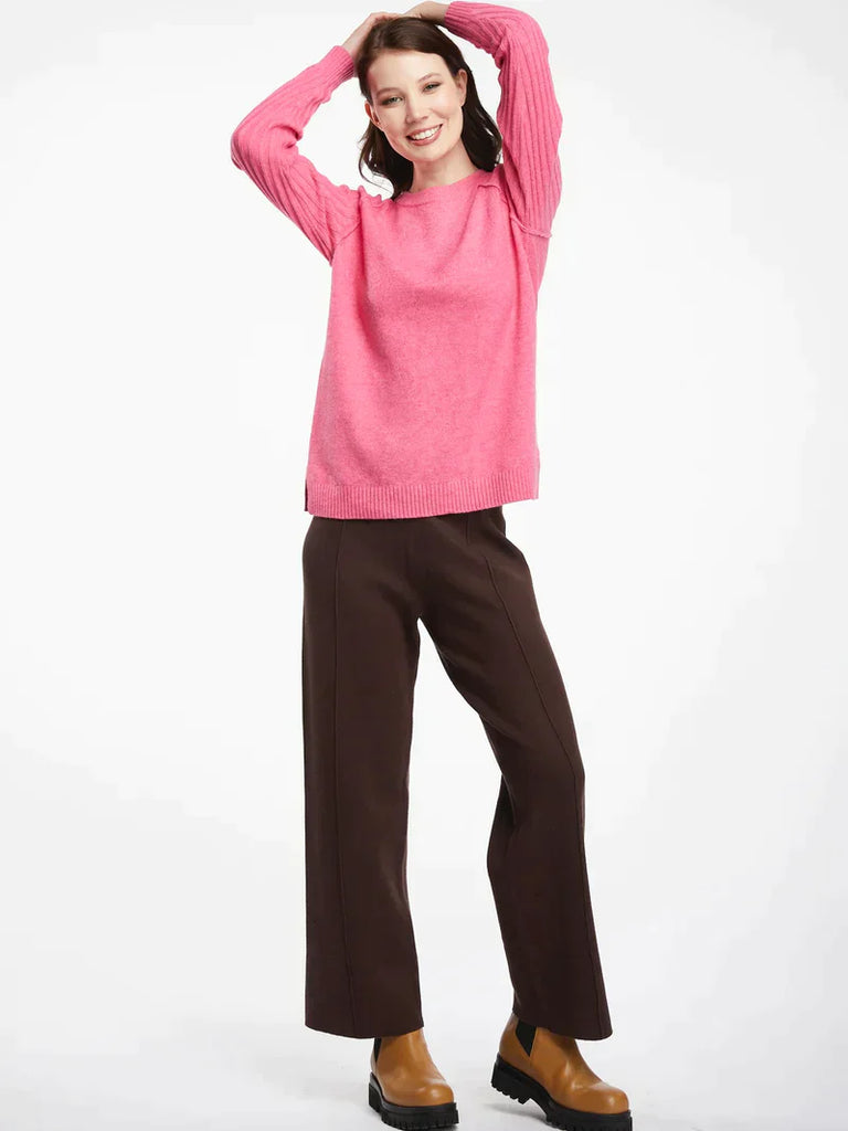 Rib Sleeve Crew in Flamingo - EumundiStyle