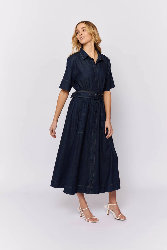 Rizzo Dress in Indigo Denim - EumundiStyle