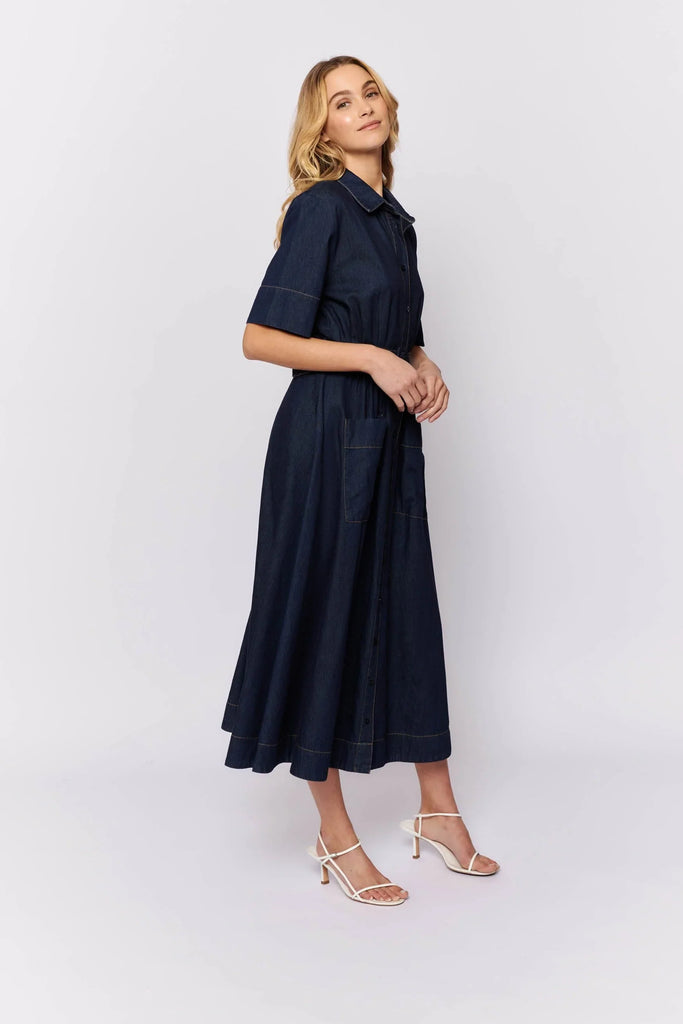 Rizzo Dress in Indigo Denim - EumundiStyle