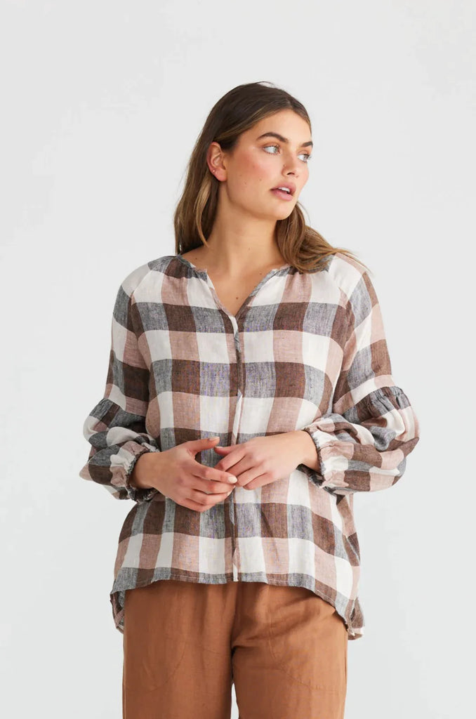 Salerno Top in Luciana Check - EumundiStyle