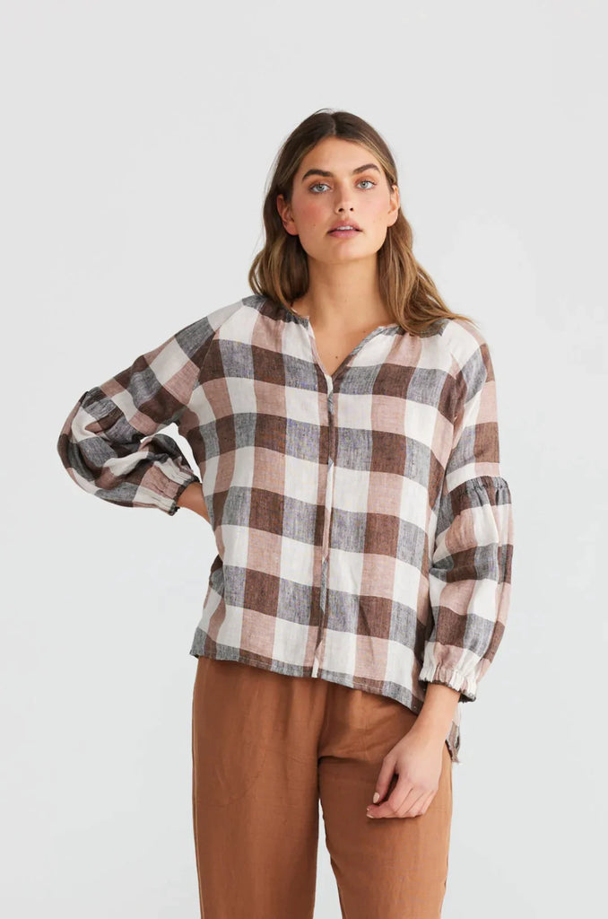 Salerno Top in Luciana Check - EumundiStyle