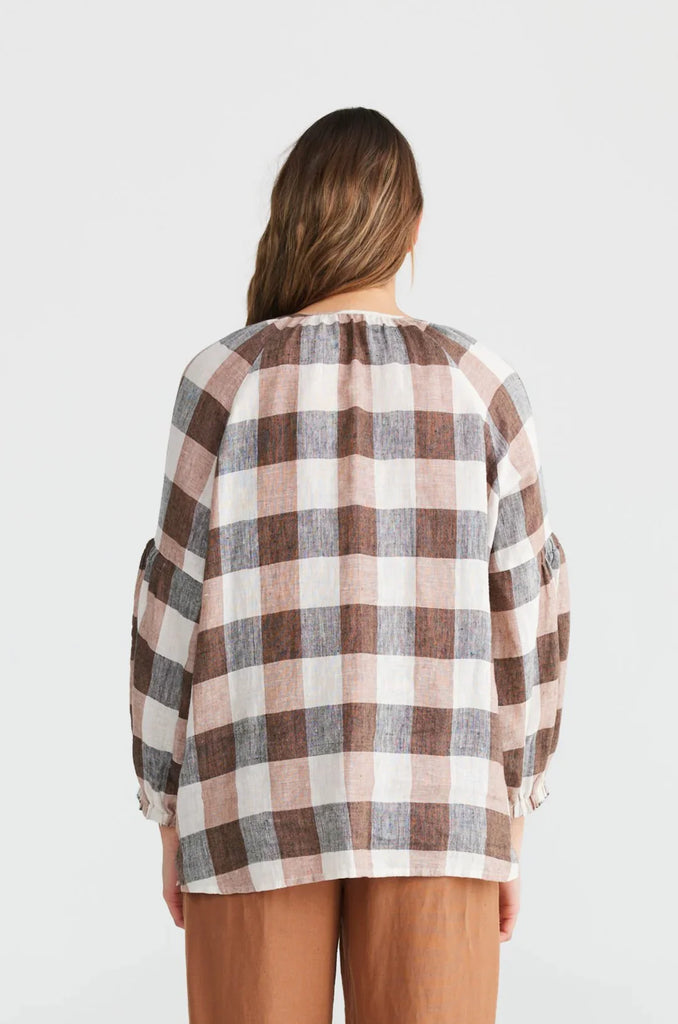 Salerno Top in Luciana Check - EumundiStyle
