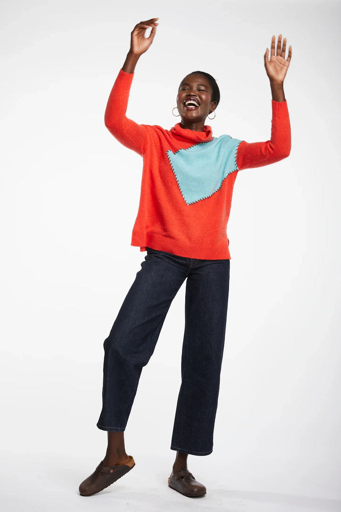 Shoulder Patch Jumper in Tangelo - EumundiStyle