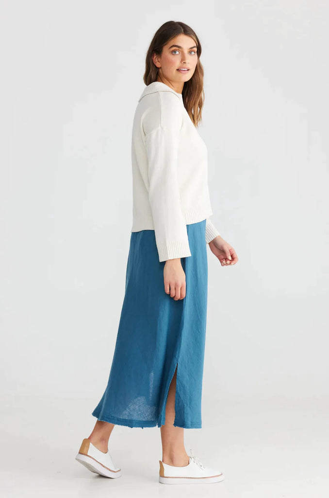 Sicily Skirt in Blue Steel - EumundiStyle
