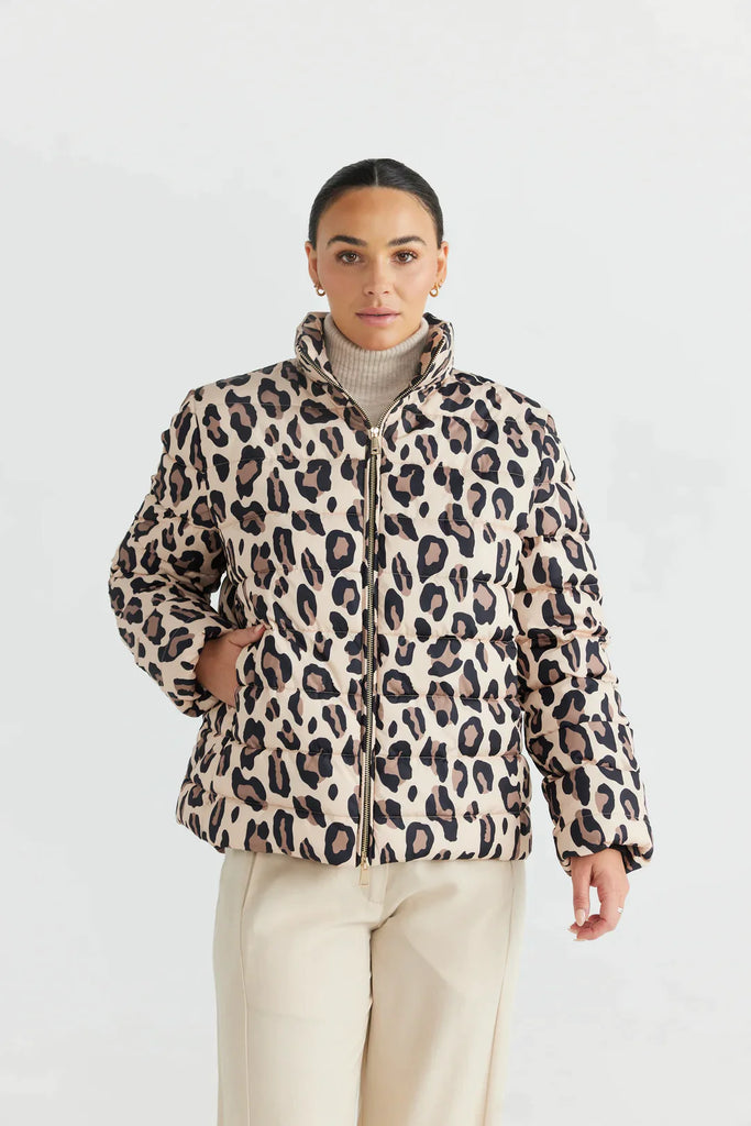 Sillian Puffer Jacket in Animal Print - EumundiStyle