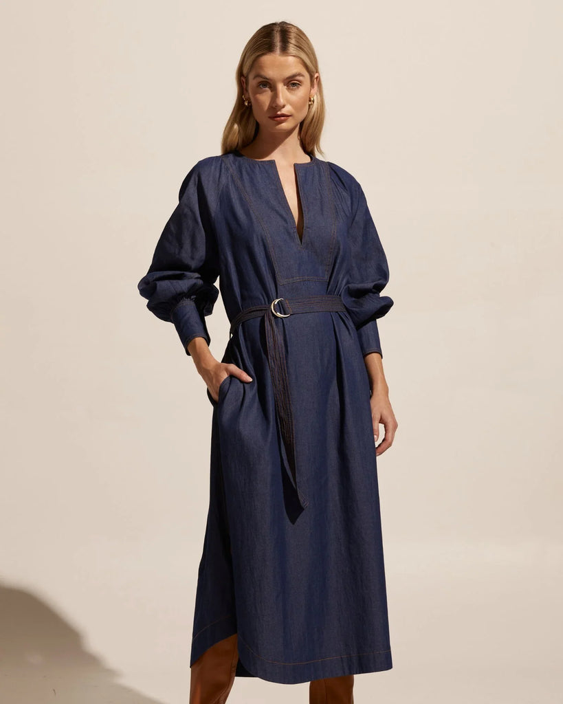 Standpoint Dress in Dark Chambray - EumundiStyle