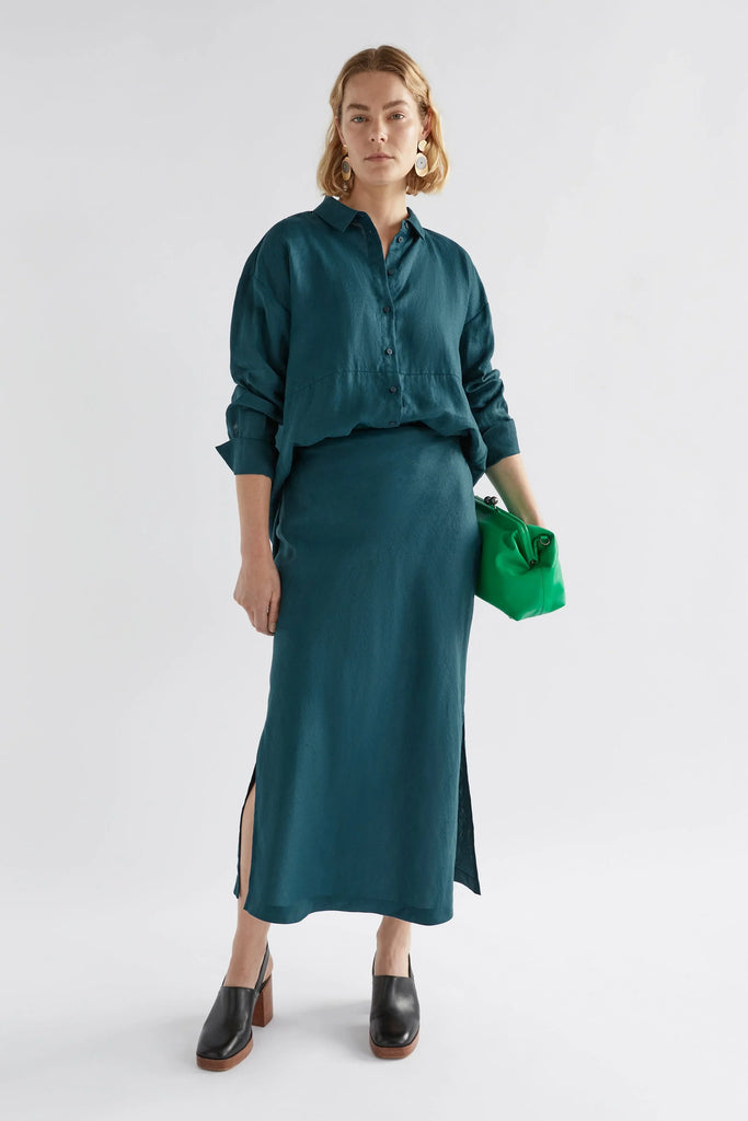 Stilla Linen Shirt - Peacock - EumundiStyle