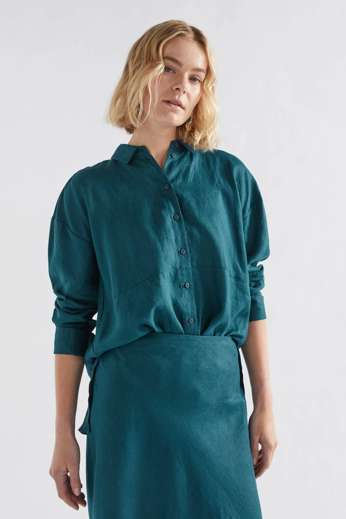 Stilla Linen Shirt - Peacock - EumundiStyle