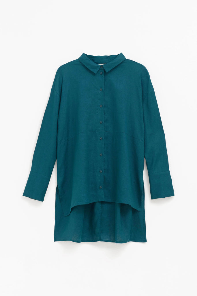 Stilla Linen Shirt - Peacock - EumundiStyle