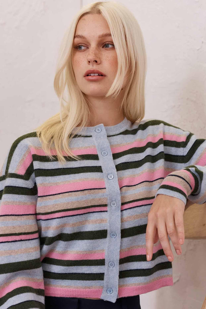 Sydney Stripe Cardi in Navy - EumundiStyle