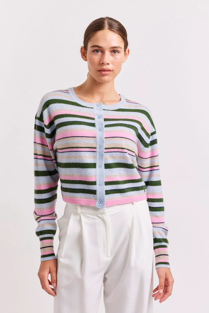 Sydney Stripe Cardi in Navy - EumundiStyle