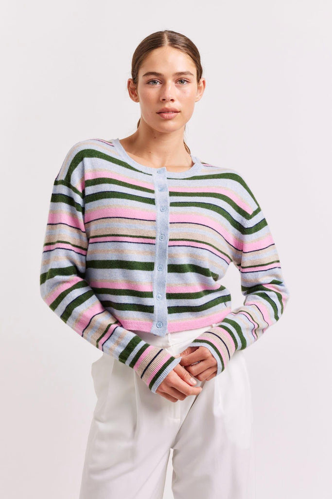 Sydney Stripe Cardi in Navy - EumundiStyle
