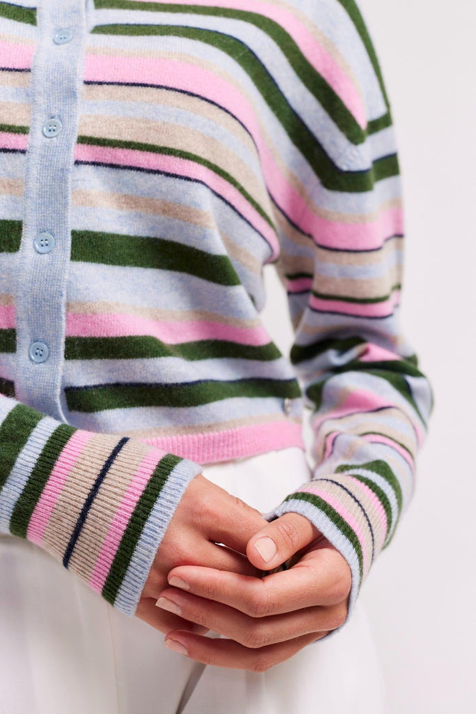 Sydney Stripe Cardi in Navy - EumundiStyle