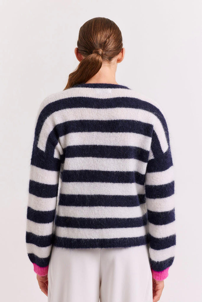 Tabby Stripe Mohair Sweater in Navy - EumundiStyle